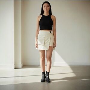 Noisy May - Cargo Denim Skirt in Ecru Size Medium